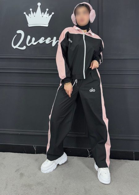 سویشرت شلوار alo مشکی صورتی