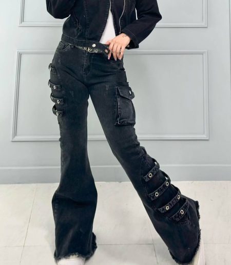 شلوار دمپا بغل پرچی ذغالی