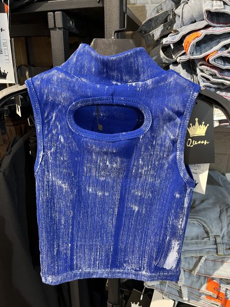 تاپ گلیتری یقه اسکی بالنسیاگا آبی (2)