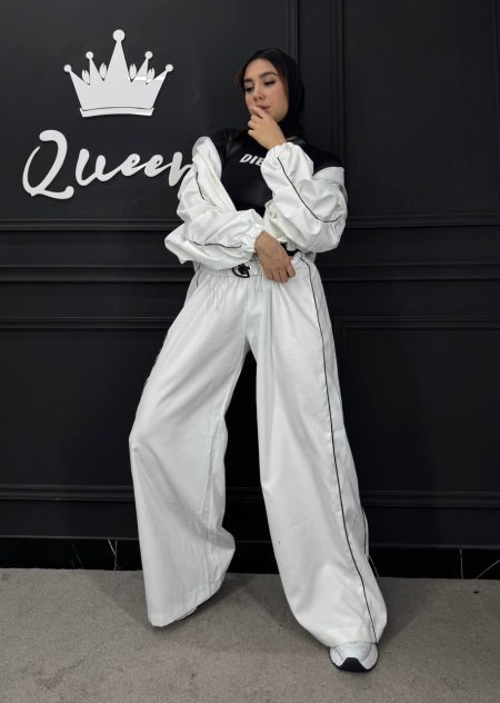 ست بارونی آستین چین سفید (2)