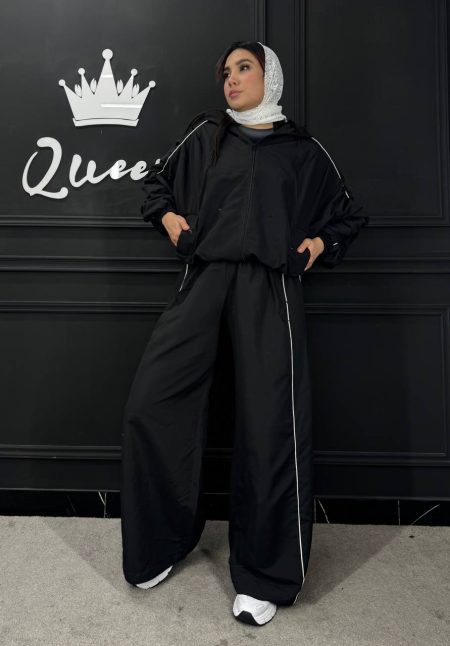 ست بارونی آستین چین مشکی