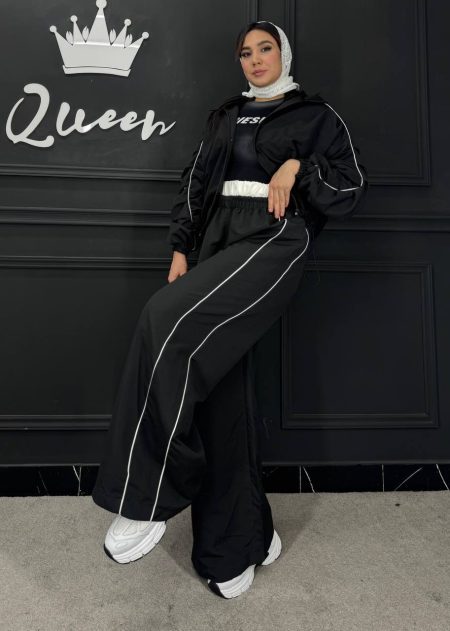 ست بارونی آستین چین مشکی