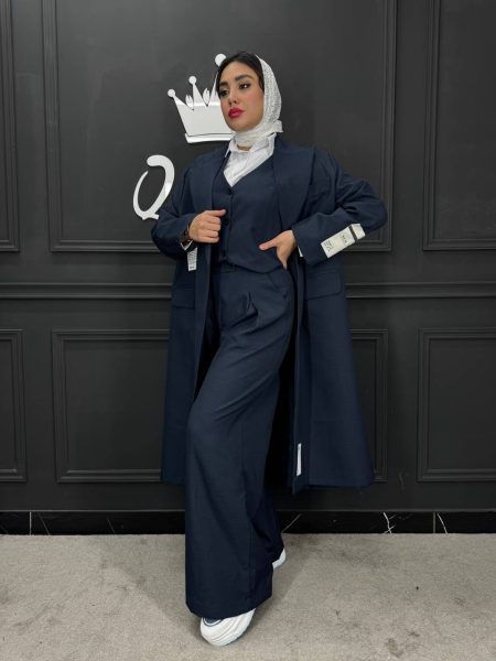 ست مانتو شلوار ژیله CIENA سرمه‌ای (2)