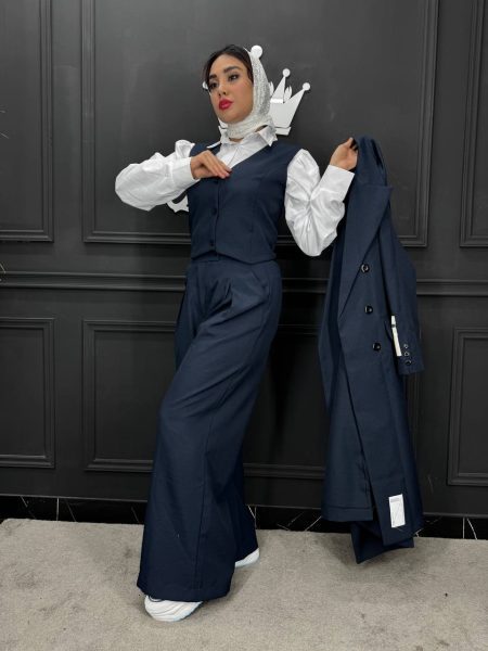 ست مانتو شلوار ژیله CIENA سرمه‌ای