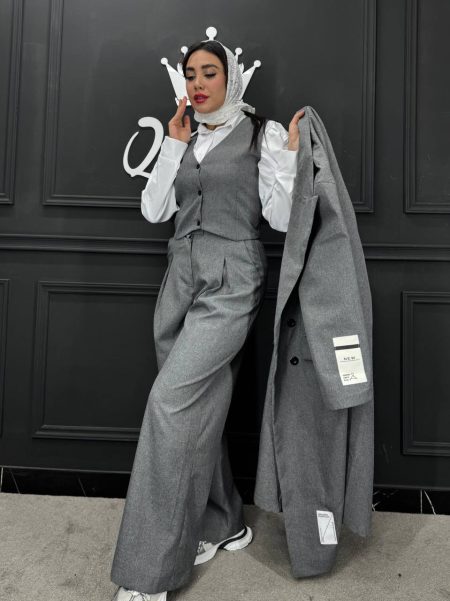 ست مانتو شلوار ژیله CIENA طوسی (2)