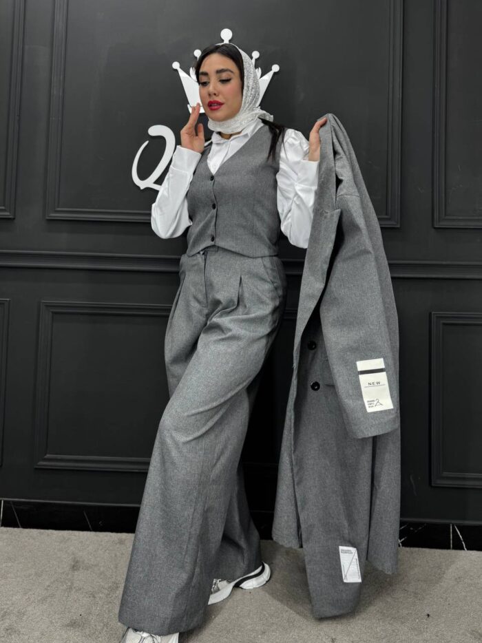 ست مانتو شلوار ژیله CIENA طوسی (2)