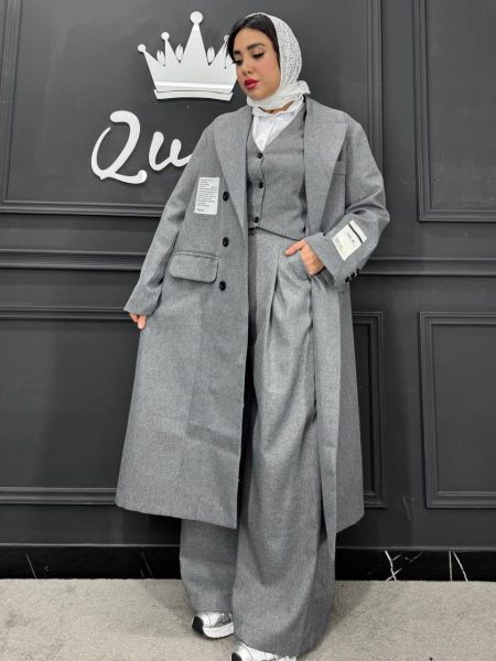 ست مانتو شلوار ژیله CIENA طوسی (3)