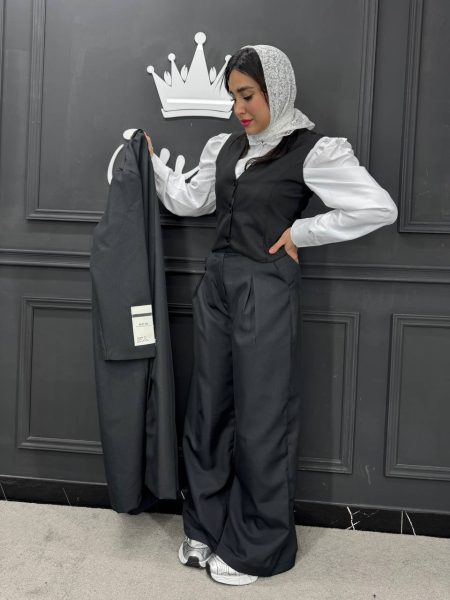 ست مانتو شلوار ژیله CIENA مشکی (2)