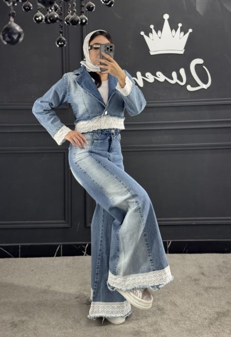 ست کت شلوار جین گیپور