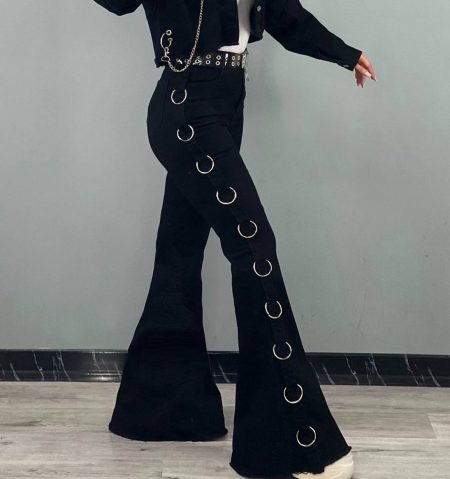شلوار بوتکات حلقه ای مشکی (2)