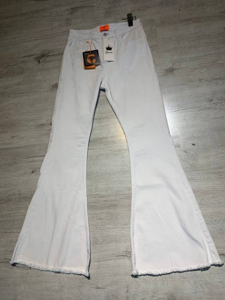 شلوار بوتکات ساده پشت بندی سفید