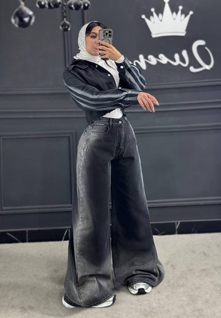 شلوار بگ تینت دار پرادا ذغالی