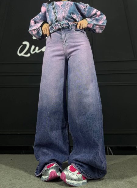 شلوار بگ شافل کارپنتری بنفش آبی