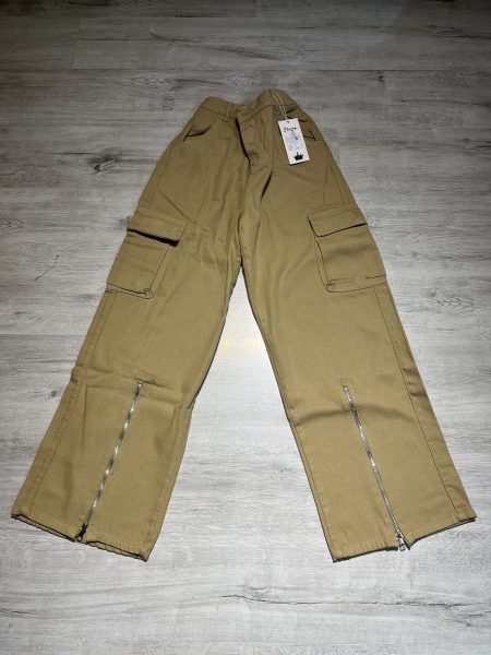 شلوار بگ کارگو پایین زیپ کتان