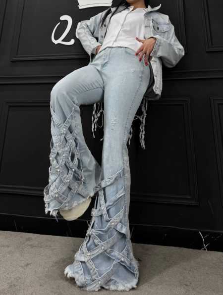 شلوار دمپا پایین مروارید یخی