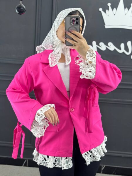 مانتو پایین دانتل سرخابی