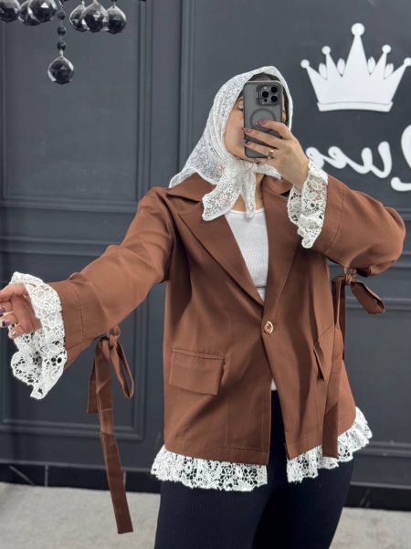 مانتو پایین دانتل قهوه‌ای