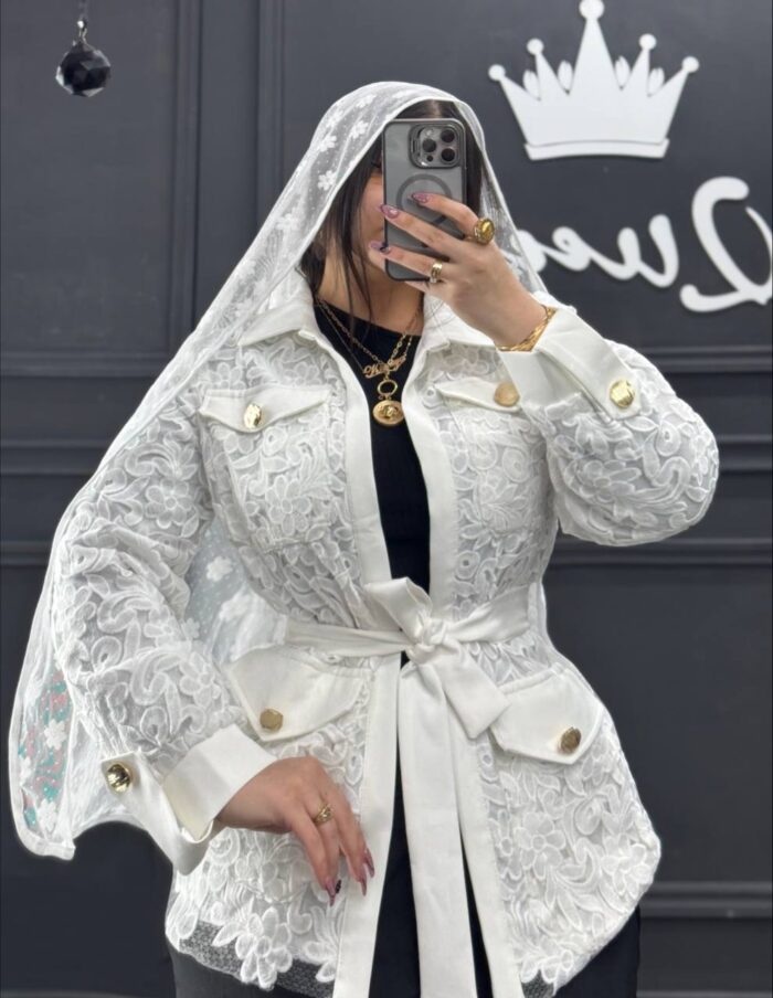 مانتو کتی گیپور گل سفید