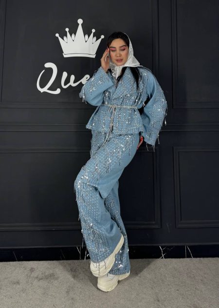 کت جین پولکی ریسه ای یخی