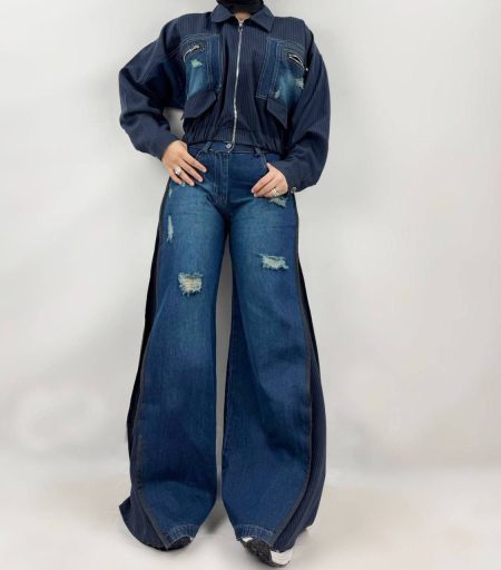 ست دوتیکه ترکیبی دیپلمات جین مشکی