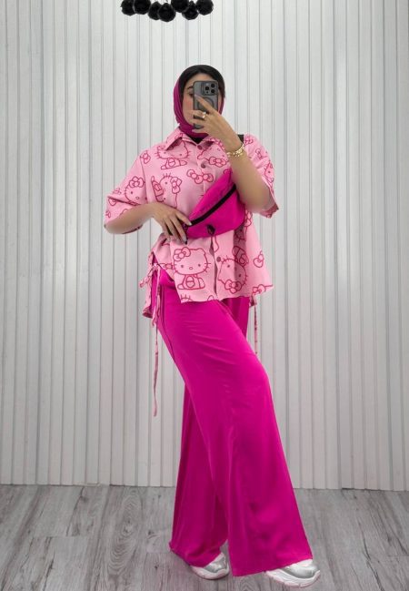 ست سه تیکه کیتی صورتی سرخابی