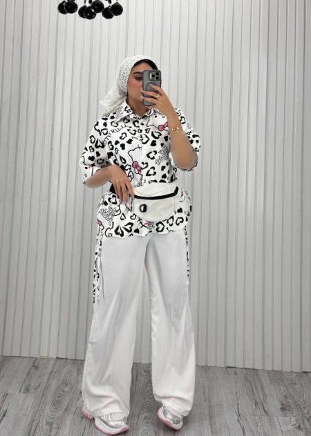 ست سه تیکه کیتی مشکی سفید