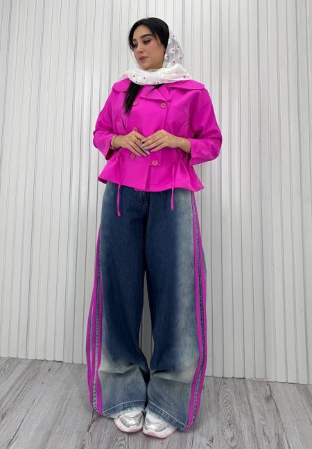 ست کت شلوار 3خط AK سرخابی