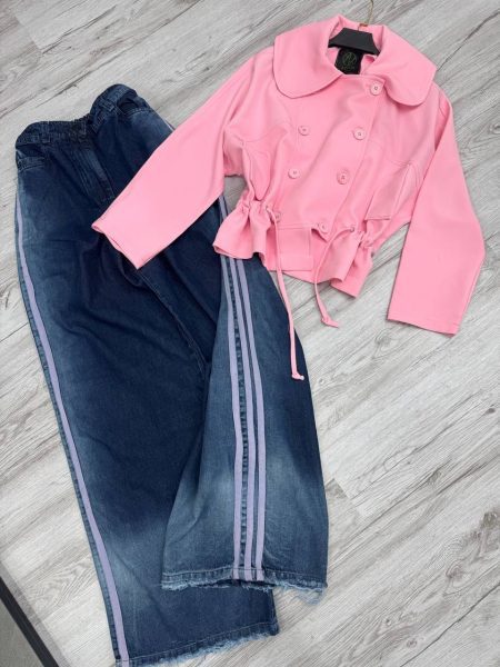 ست کت شلوار 3خط AK صورتی