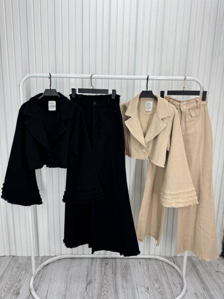 ست کت شلوار کتان آستین کلاش (2)