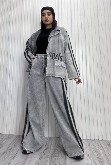 ست کت و شلوار بغل اسپری طوسی