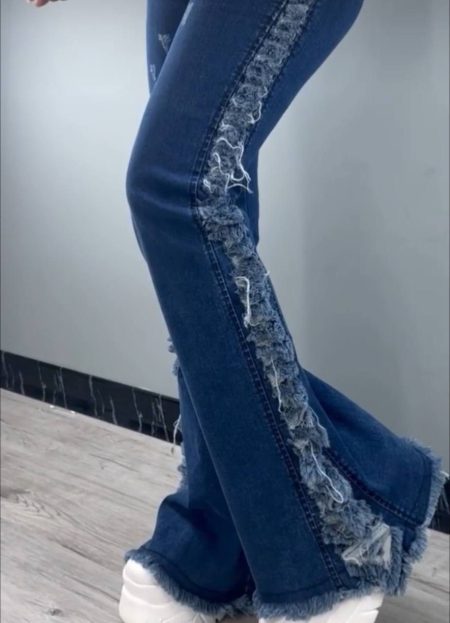 شلوار بوتکات بغل ریش سرمه‌ای