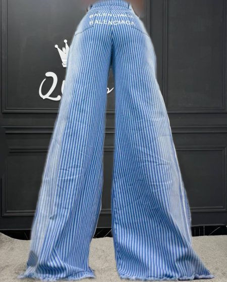 شلوار بوتکات راه راه بالنسیاگا آبی