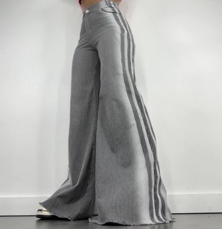 شلوار بوتکات راه راه بالنسیاگا طوسی