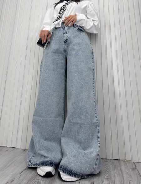 شلوار بگ فول نگین پرادا یخی کثیف‌شور