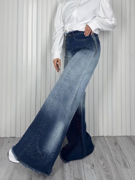 شلوار شافل آمبره فول نگین سرمه‌ای