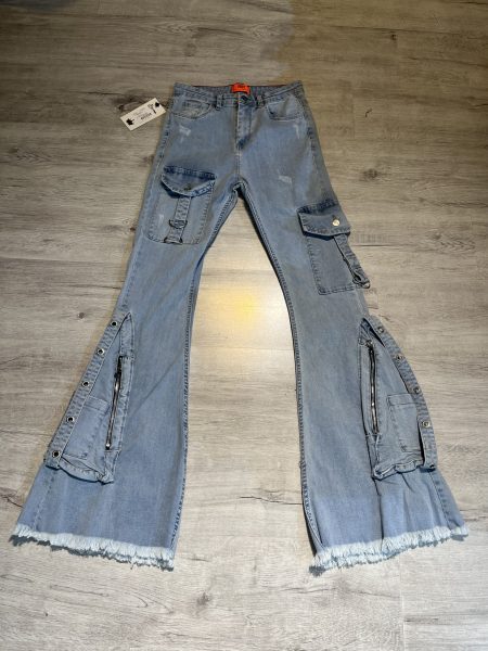 شلوار کارگو حلقه ای آبی