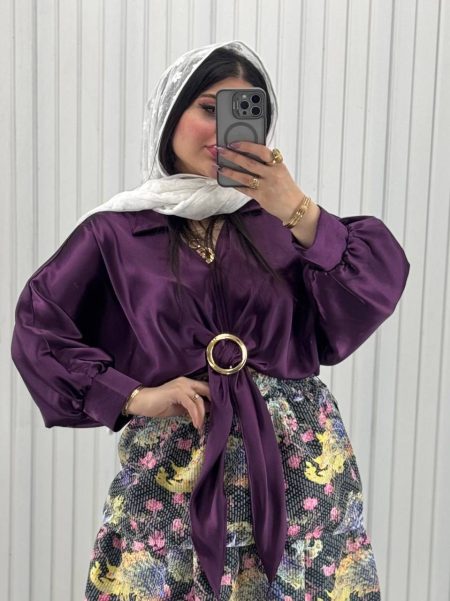 شومیز ساتن پایین حلقه بنفش