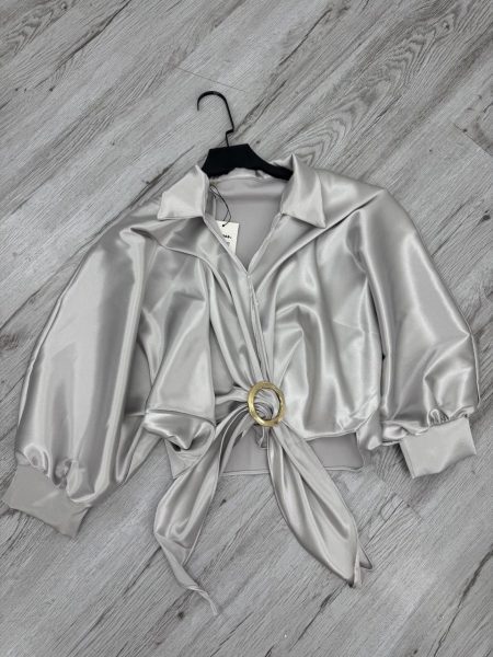 شومیز ساتن پایین حلقه نقره‌ای