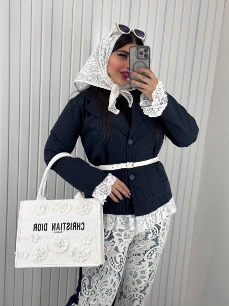 مانتو کتی پایین دانتل راه راه