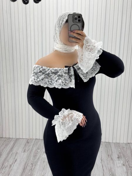 ماکسی فانریپ یقه دکلته مچ گیپور