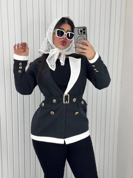 کت راه راه مهمانداری مشکی