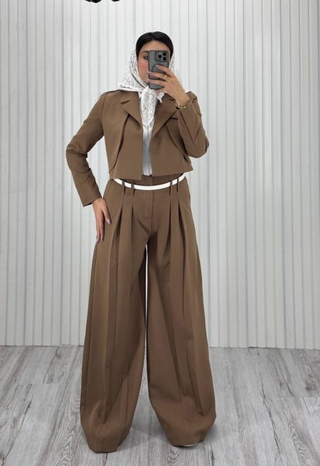 کت و شلوار 4 پیلی قهوه‌ای