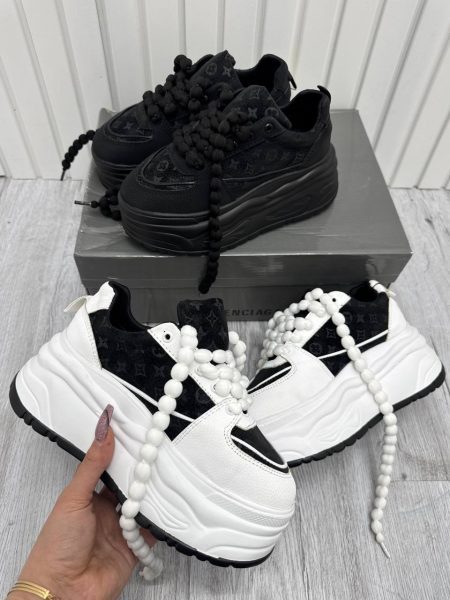 کتونی جین LV مشکی سفید مشکی (2)