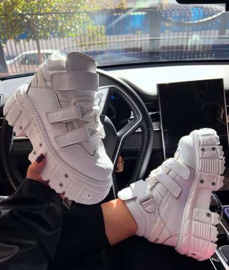 کتونی ساقدار چسبی پیچ سفید