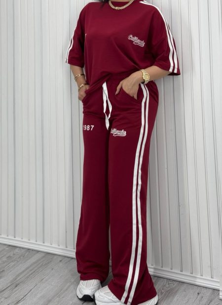 ست تیشرت شلوار 1987 زرشکی