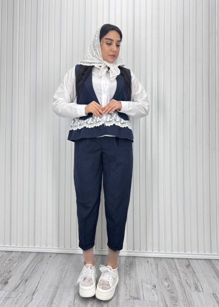 ست سه تیکه دیپلمات مام استایل سرمه‌ای