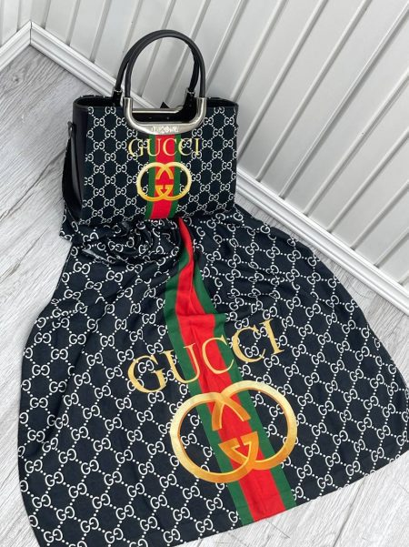کیف شالدار دسته فلزی مشکی GUCCI