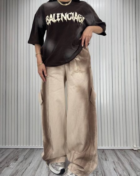 تی شرت شلوار بگ بالنسیاگا قهوه‌ای
