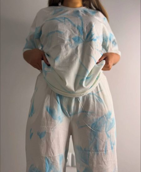 ست بلوز شلوار آبشاری آبی