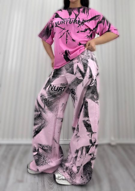 ست تی شرت و شلوار آبرنگی Nurtures صورتی